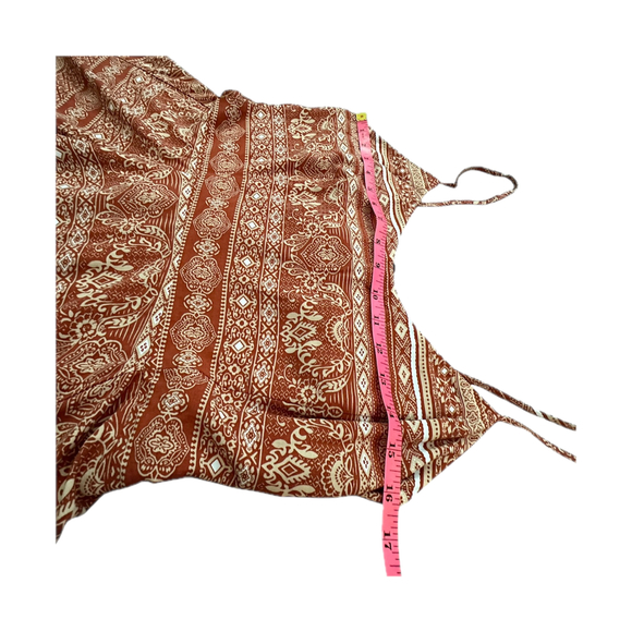 NWT! Bohemian Tribal Print Rust Mini Fit & Flare Dress w/ Lace up Back- Size XL - Picture 7 of 9